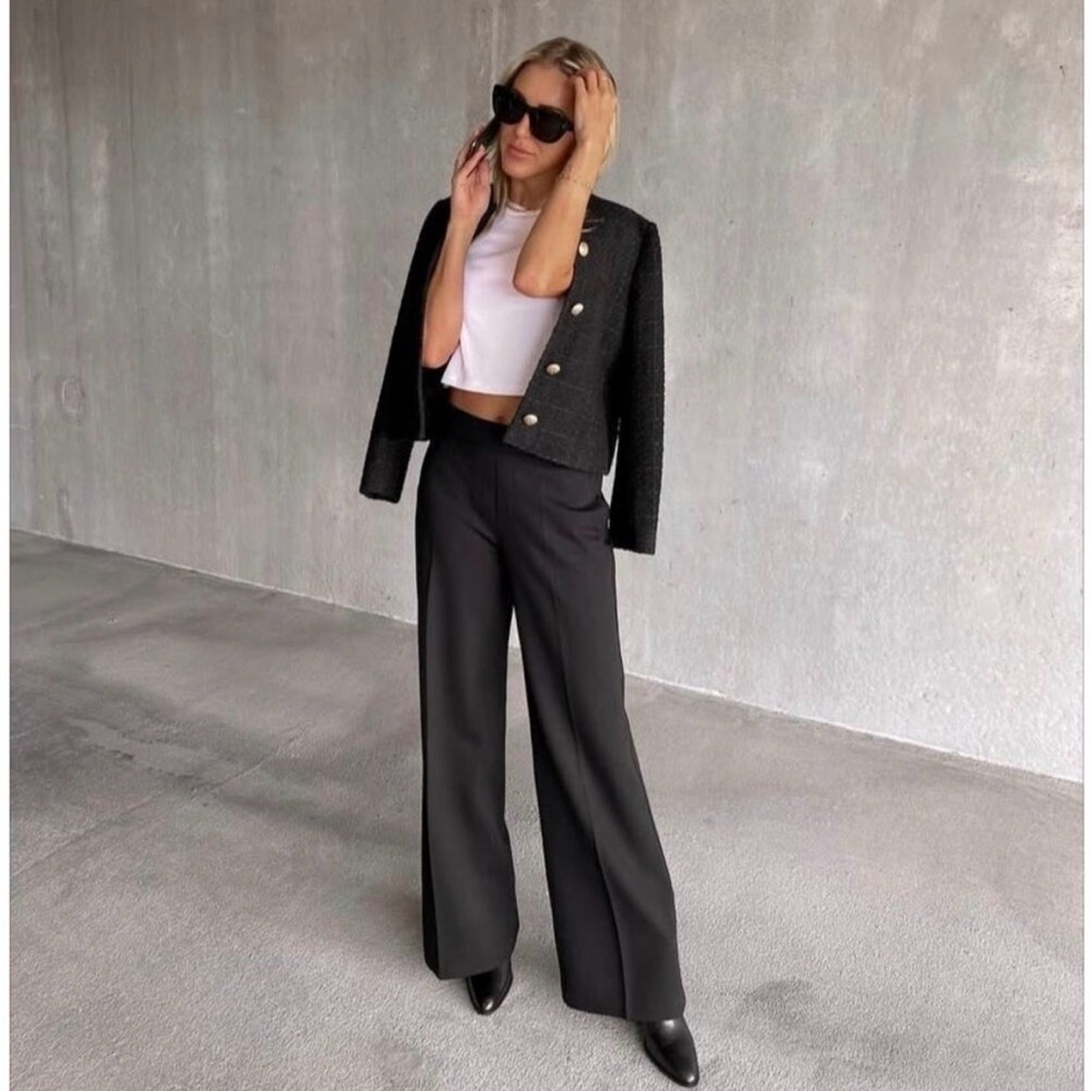 Spanx charcoal gray wide leg pant